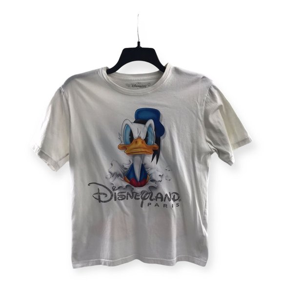 Disneyland Paris Tee Tshirt Mens Sz Small White Donald Duck Graphic Short Sleeve - Picture 1 of 4